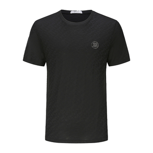 宾度男装春夏男士巴洛克花纹印花休闲短袖T恤男圆领纯棉夏季上衣