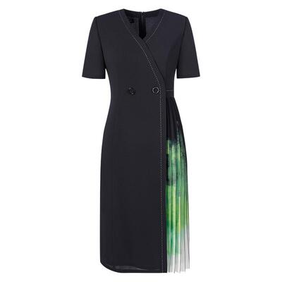 嫩芽绿立体渐变褶连衣裙