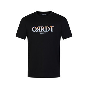 ORRDT澳林丹顿夏季新款男式圆领短袖休闲时尚刺绣烫钻字母元素T恤