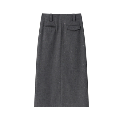 CHICJOJO艺术感亮片灰色西装半裙