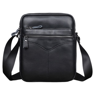 新款头层牛皮男士单肩包 商务通勤大容量真皮男款小斜挎包