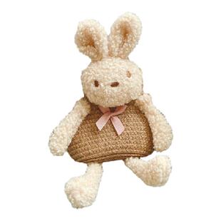 儿童包包女童成人可爱卡通毛绒小兔子斜挎包小女孩草编包宝宝小包