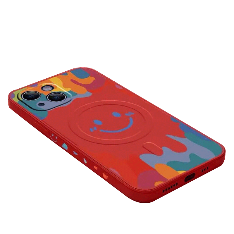 适用笑脸磁吸iPhone17手机壳14Promax磨砂男XR苹果15无线充magsafe侧边16e情侣8Plus防摔se