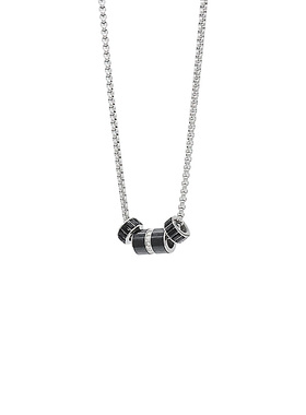 钛钢钛钢男生黑色玻璃项链