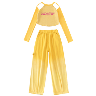 爵士舞服装女童高腰上衣多巴胺走秀服女孩子舞蹈练功服炸街演出服