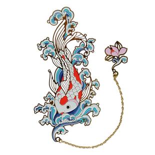 好运锦鲤金属古风书签古典中国风文艺复古学生用生日礼物送老外教师节礼物企业定制年会伴手礼礼盒装春晼晚