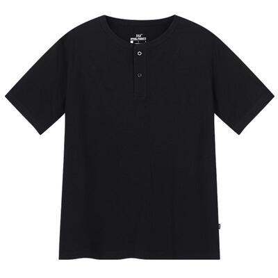 361运动T恤男装2026夏季新款亨利领纯色短T透气半开襟运动短袖男