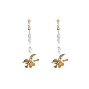 「繁花」系列 法式复古文艺高级感小众灵动气质珍珠花朵耳环/耳夹