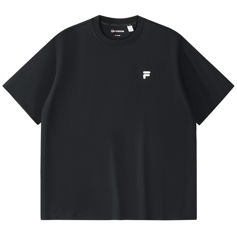FILA FUSION斐乐潮牌情侣款针织短袖衫2025春新款凉感防晒宽松T恤
