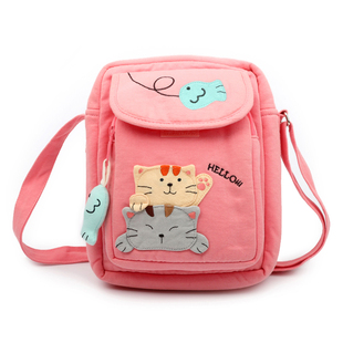 日本设计kine猫卡通猫咪棉布卡通手机包微单数码相机包小斜挎包女