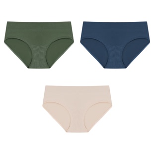 Bonny/博尼3条装女中低腰内裤无痕锦纶冰丝提臀一体织无缝三角裤