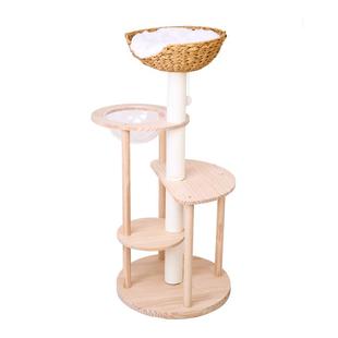 UHomePets自由塔实木猫爬架磨爪一体夏季猫架猫咪玩具小户型藤编