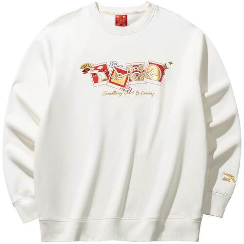 安踏好事发生丨新年红色套头卫衣男女加绒休闲印花上衣马年本命年