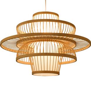 中式竹编竹艺吊灯禅意茶室餐厅灯笼火锅店民宿东南亚创意日式灯具