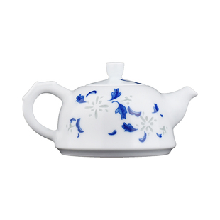 景德镇富玉手绘青花玲珑陶瓷功夫茶具套装白瓷家用泡茶壶茶杯