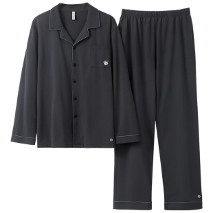 有内睡衣男款春季纯棉抗菌防螨新款熊猫刺绣男士长袖家居服套装