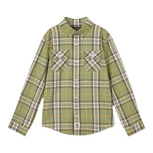 【100%棉】eland kids衣恋童装男童衬衫春秋学院风格纹翻领上衣