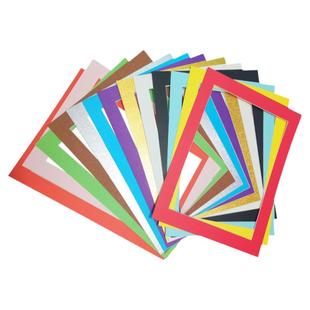 20张单层装裱卡纸 简易儿童画装裱画框8开A3A4纸画框彩色贴画边框