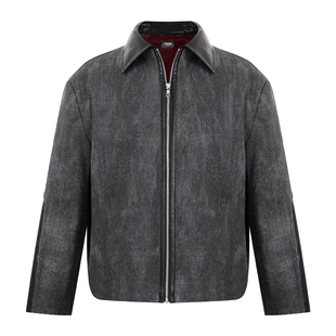 WESSK暗潮蟒3.0仿兔毛加厚宝塔蛇纹加厚翻领正肩夹克冬季外套男