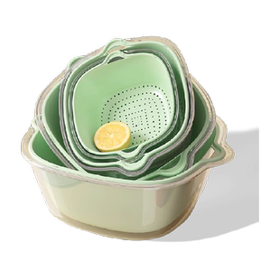 【8件套】优勤双层洗菜盆沥水篮厨房客厅家用水果盘淘菜菜篮