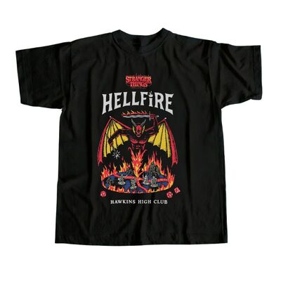 怪奇物语复古纯棉宽松落肩T恤