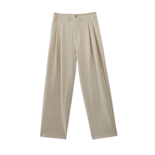 鹿与飞鸟高支垂感显瘦系带休闲西装裤长裤【橄榄树下】4255忄