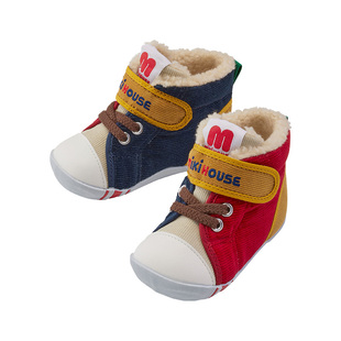MIKIHOUSE棉鞋儿童冬鞋日本制灯芯绒加绒鞋篮球款雪地靴保暖新款