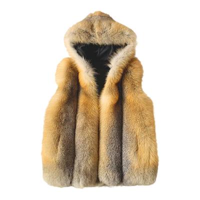 由派头狐狸毛男士连帽皮草外套