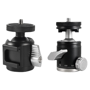 贝欣冷靴迷你球形云台阻尼全金属摄影摄像单反微单相机三脚架手机直播投影仪补光灯万向球型云台