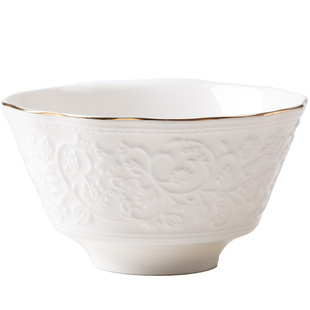 肆月法式浮雕米饭碗特别好看的陶瓷小碗新款家用餐具甜品碗高级感