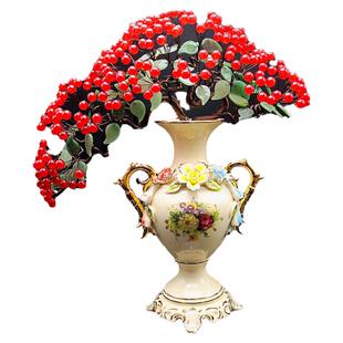 纯手工制作天然粉玉髓招财树盆景寓意花果累累聚财气福寿双全摆件