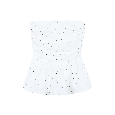 pusumede辣妹波点抹胸小衫外穿性感修身背心女露肩设计感无袖上衣