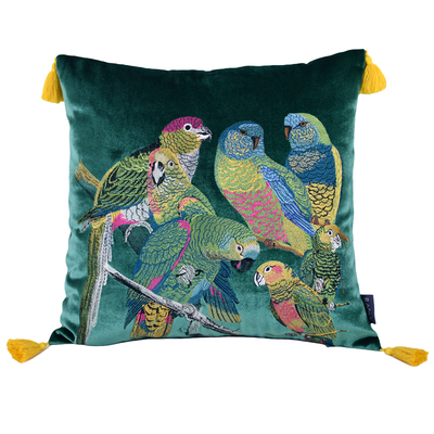 抱枕办公室靠垫中国风鹦鹉刺绣