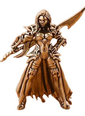 黄铜大刀美女战士欧美动漫游戏模型手办桌面装饰摆件复古美女战士