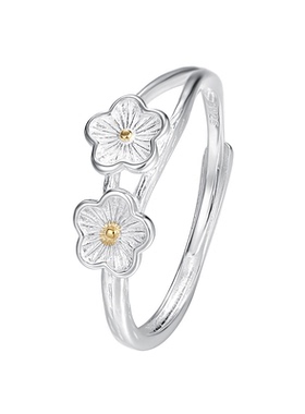 S925银韩版ins桃花朵朵戒指