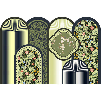 中古入户门地垫美式复古绿色地毯