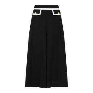 Scofield女装高腰西装阔腿裤气质优雅垂坠感七分裤子夏季裤子