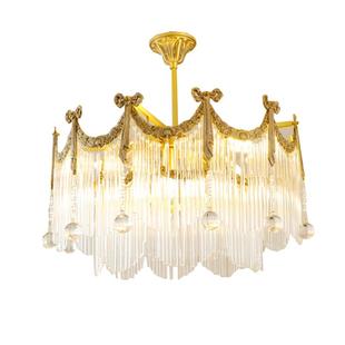 全美一丁 法式复古全铜客厅灯蝴蝶结流苏水晶灯唯美浪漫餐厅吊灯