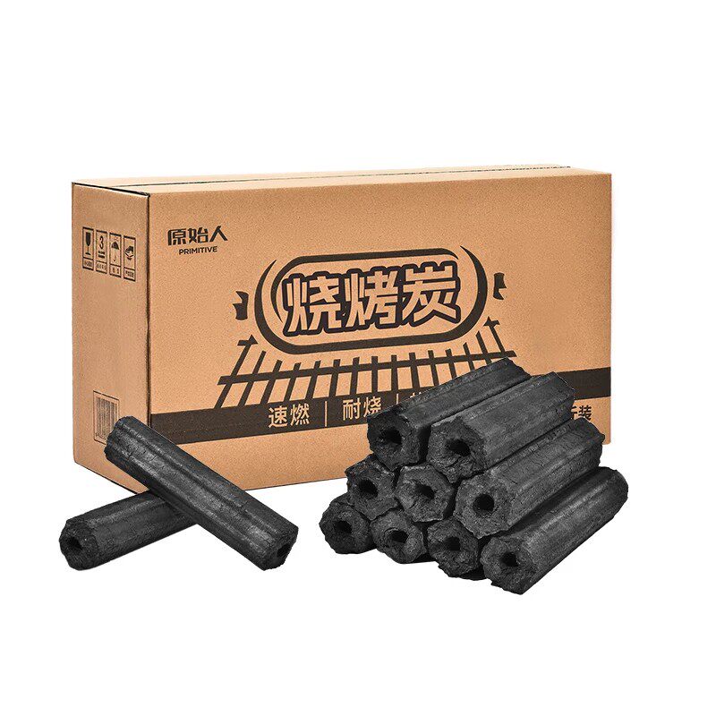 原始人木炭家用无烟烧烤碳果木炭碳烤炉冬天速燃竹炭专用室内炭块