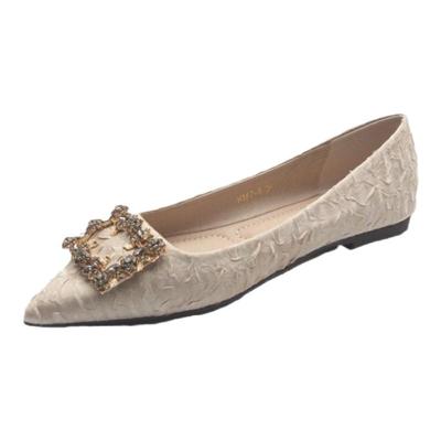 伴娘鞋日常可穿配裙子单鞋女2024新款法式缎面旗袍鞋平底尖头鞋子