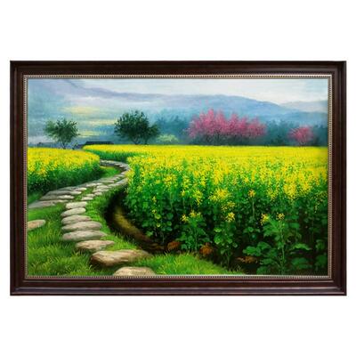 乡村油菜花立体纯手绘现代装饰画