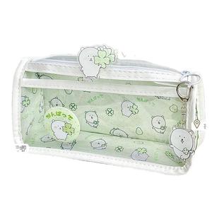 自嘲熊透明三角笔袋ins高颜值大容量立体学生文具整理收纳铅笔盒