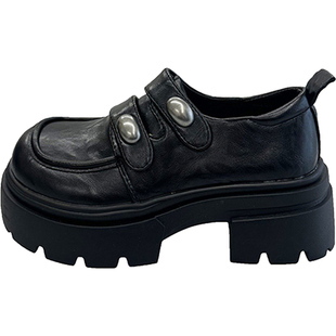 英伦风厚底乐福鞋女2026春季新款时尚百搭单鞋配裙子小个子小皮鞋