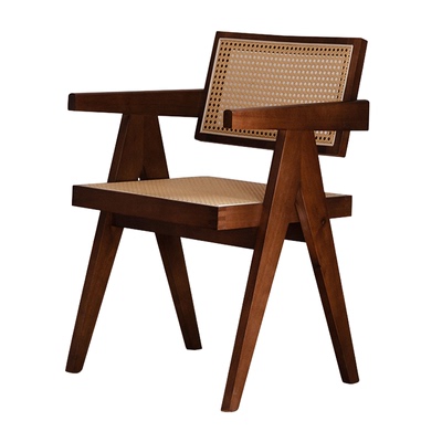 实木餐椅家用中古风昌迪加尔椅