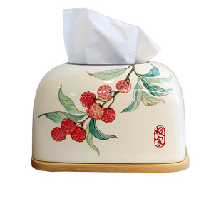 2026长安荔枝系列陶瓷面包纸巾盒家用客厅餐桌茶几抽纸盒装饰摆件