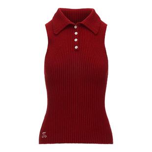 MAMC收腰坑条打底polo背心毛衣秋季新款高级长袖针织衫修身上衣