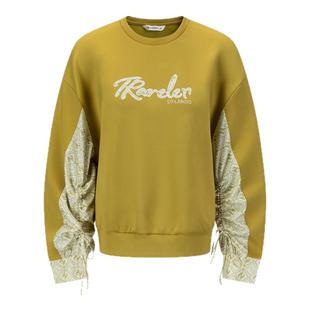 DTLANDO早春上新女装个性几何拼接抽绳字母印花卫衣品质棉上衣