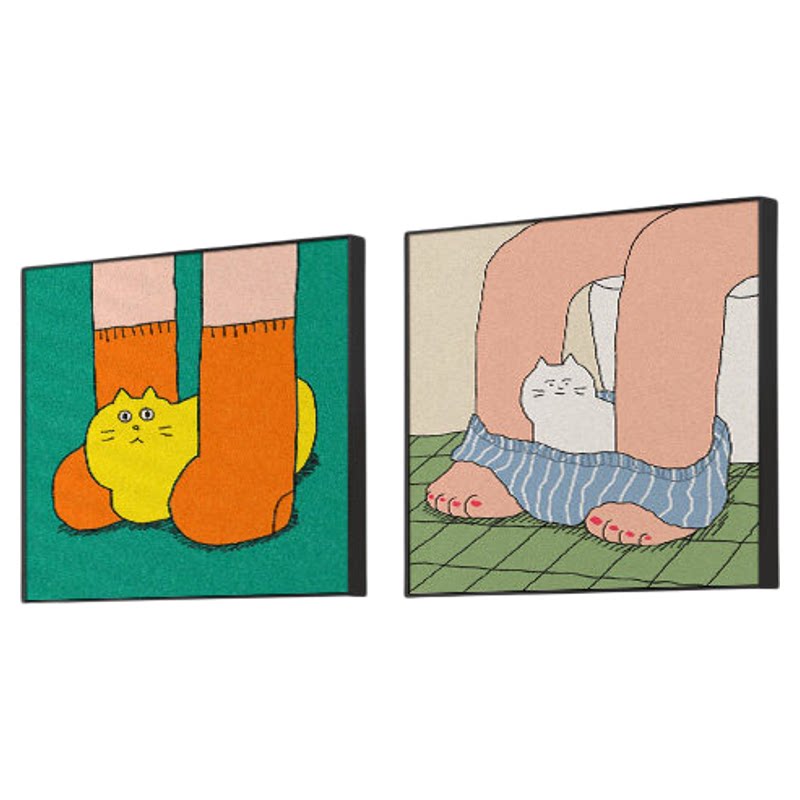 创意极简卡通猫咪浴室艺术装饰画