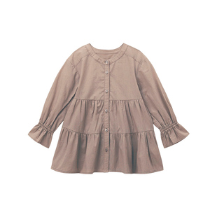千趣会童装春秋款女童公主风拼接连衣裙棉日系纯色长款衬衫上衣