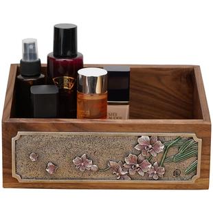 匠心坊中式实木复古风化妆品护肤品收纳盒梳妆台桌面入门玄关摆件